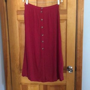 MANGO red polka dot midi skirt